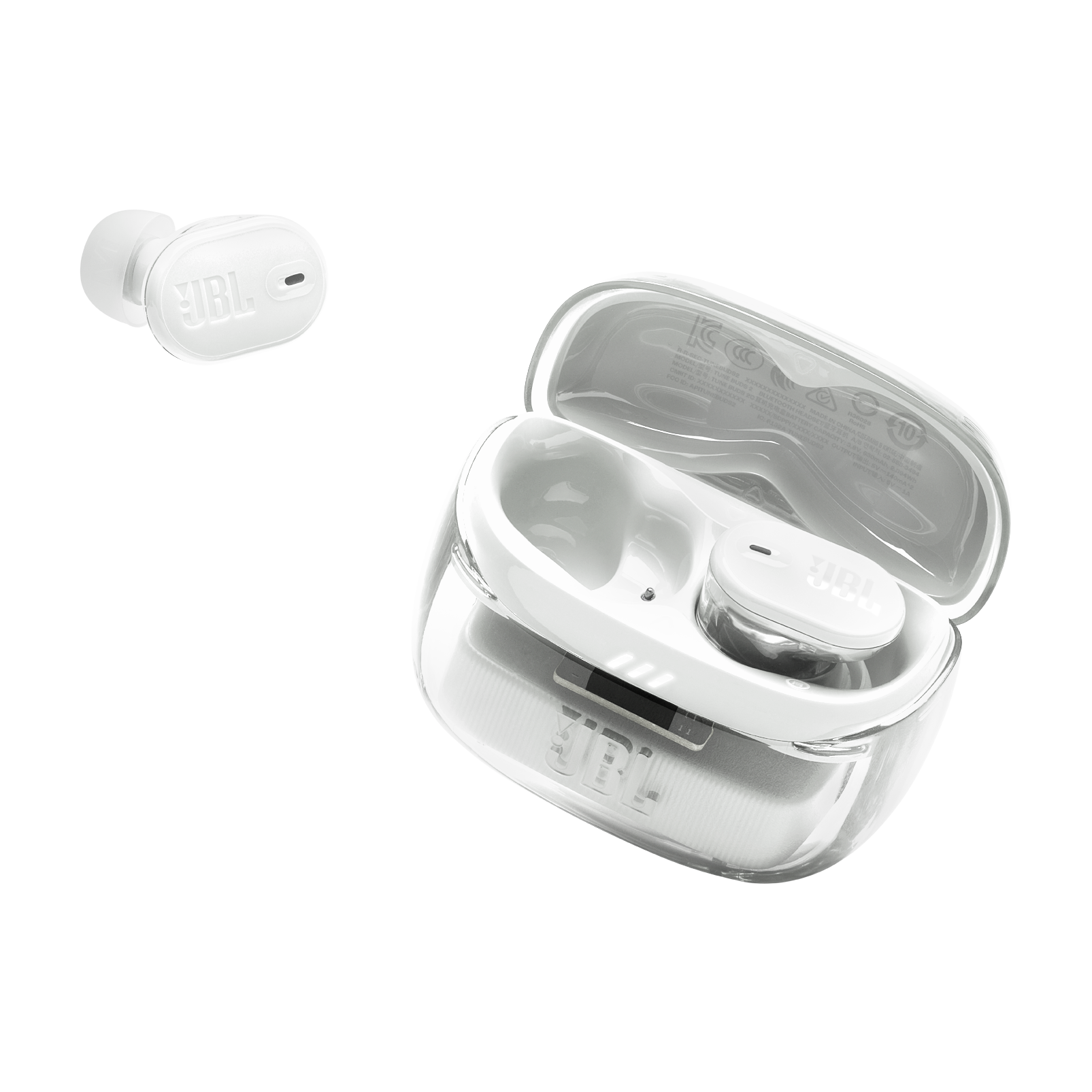 JBL Tune Buds 2 Ghost Edition - Ghost White - True Wireless Noise Cancelling Earbuds - Detailshot 2